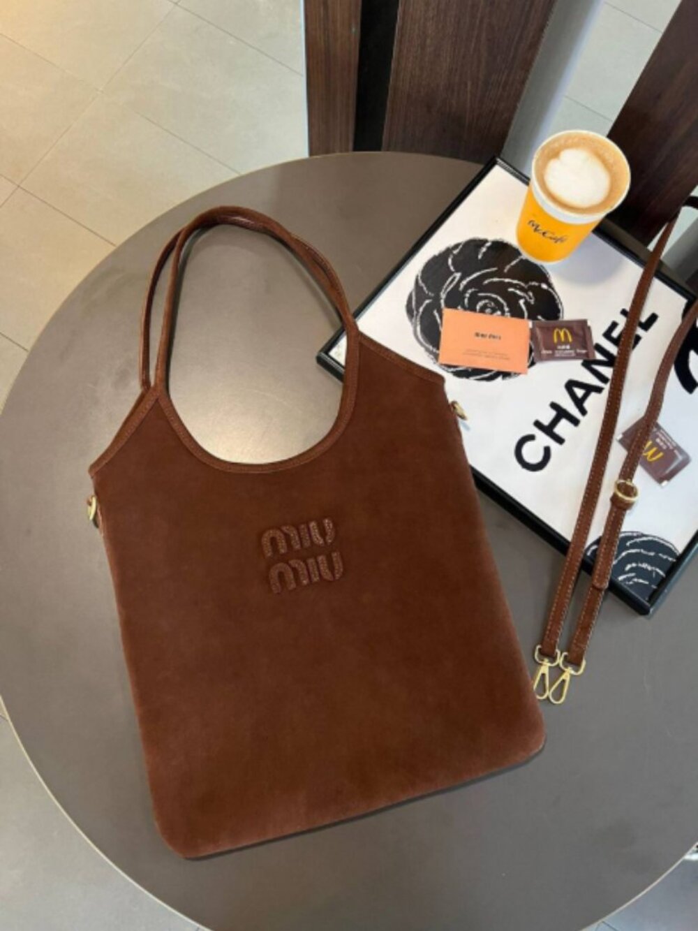 Miu Miu Brown Suede Tote Bag